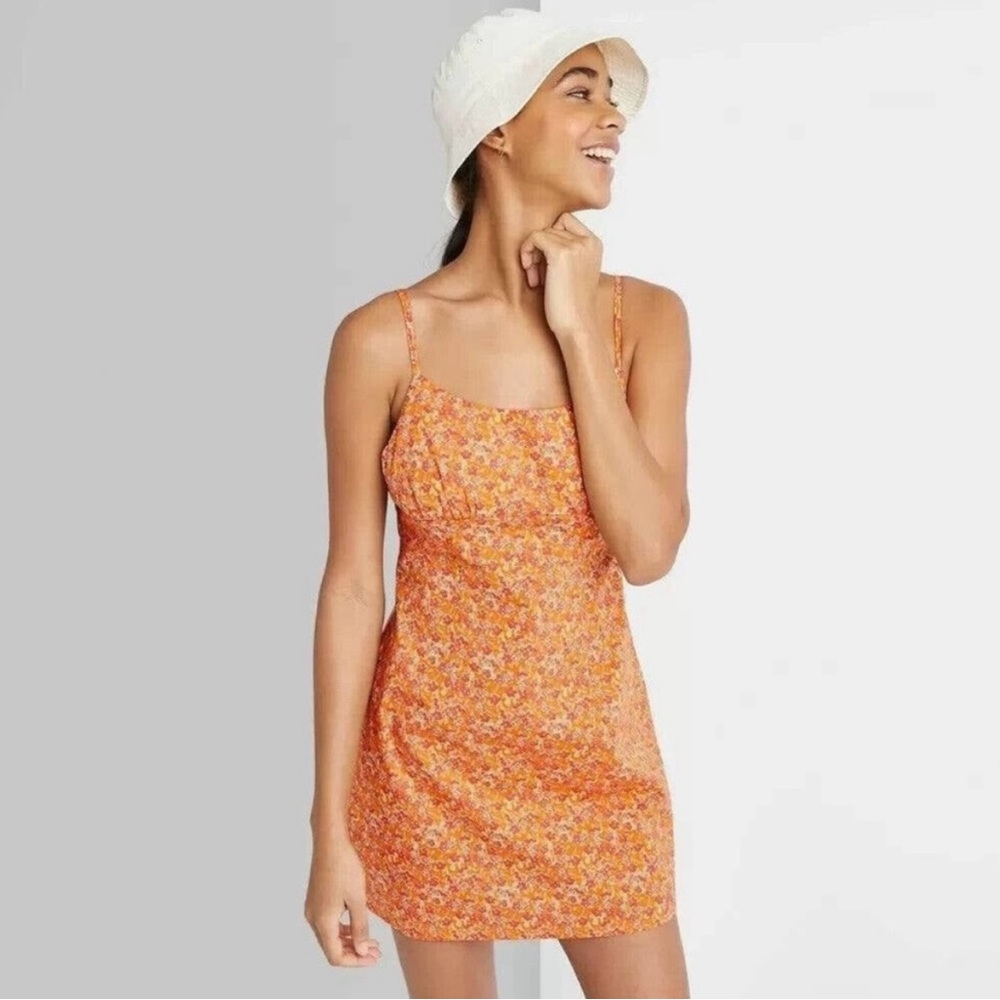 Orange Floral Mini Dress